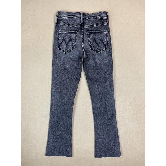 Mother Jeans Womens 24 Black The Runaway Flared Raw Hem Leg Stretch Slim Fit - Picture 13 of 14